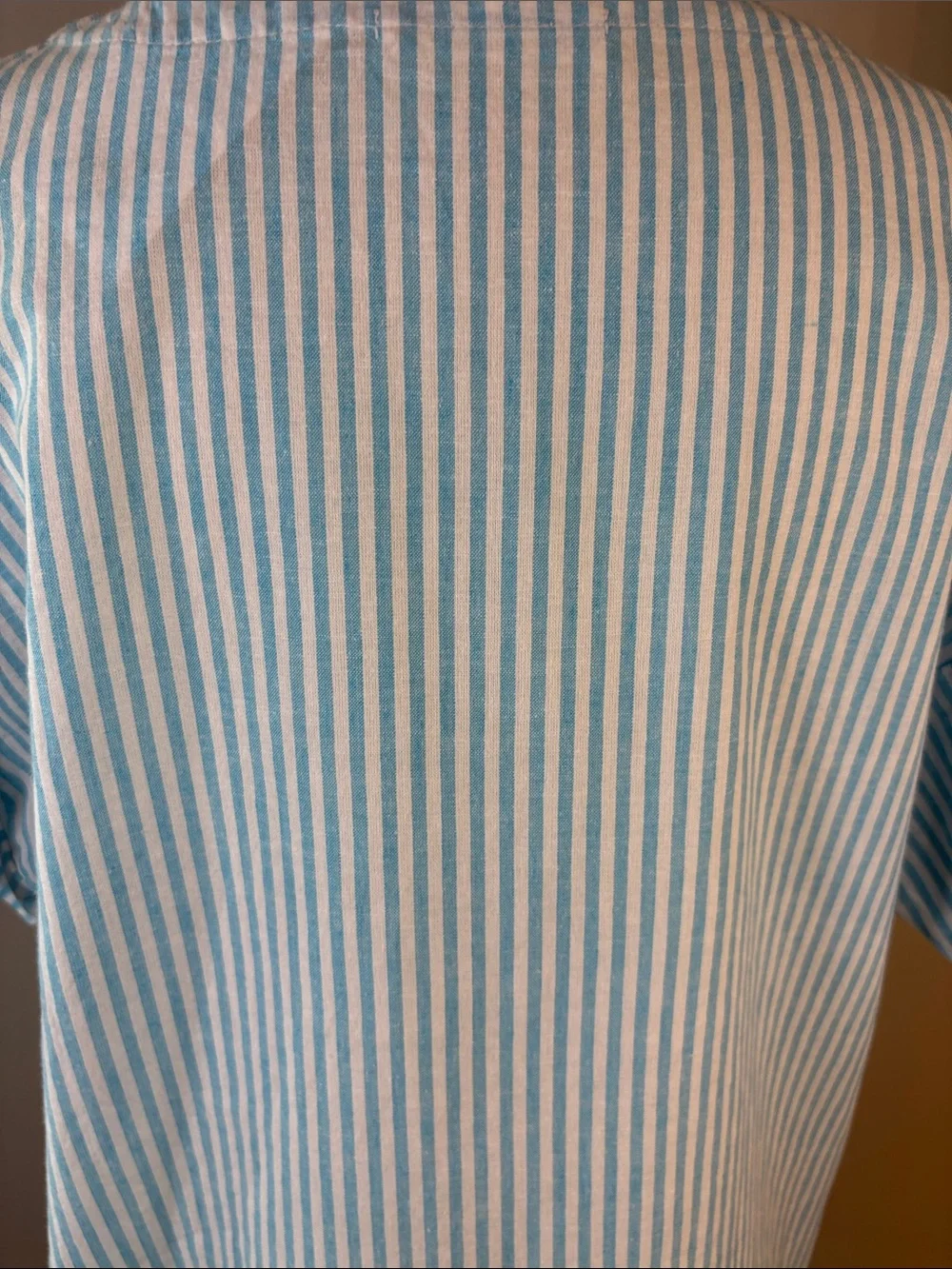 LA RELAXED Paradise Light Aqua Striped Women’s Beach Cover-Up Dress